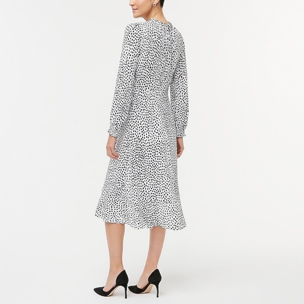 Crew Factory white Polka Dot Printed midi Dress